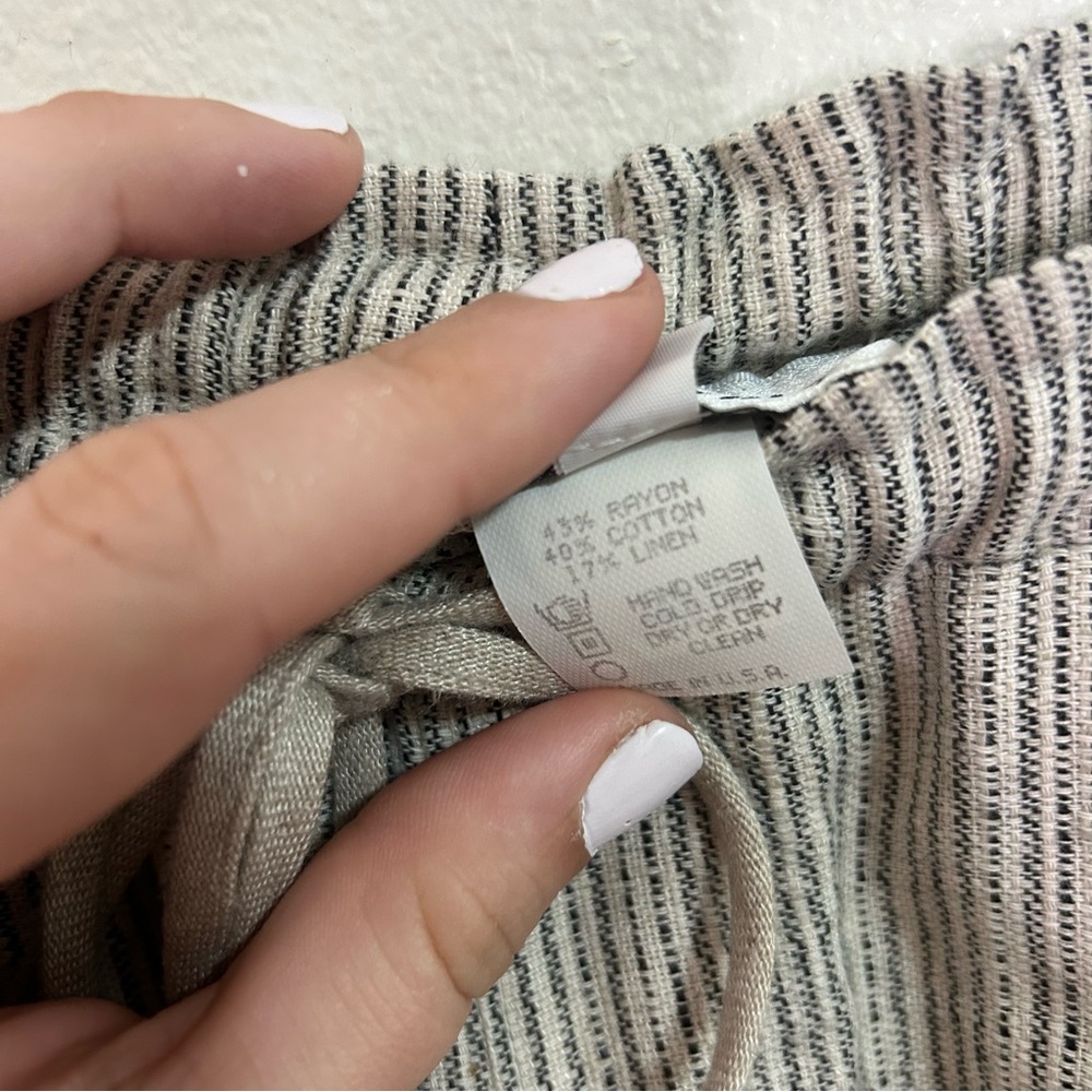 NWT KD Spring linen cotton blend draw string striped pants - Picture 5 of 6